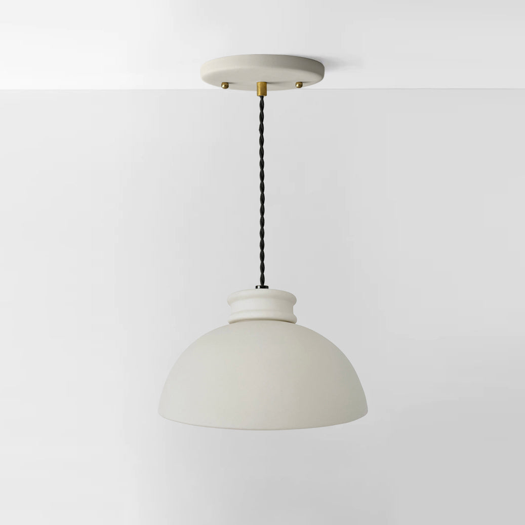 Pompeii Pendant Light | Large Dome Hanging Fixture | Bone White