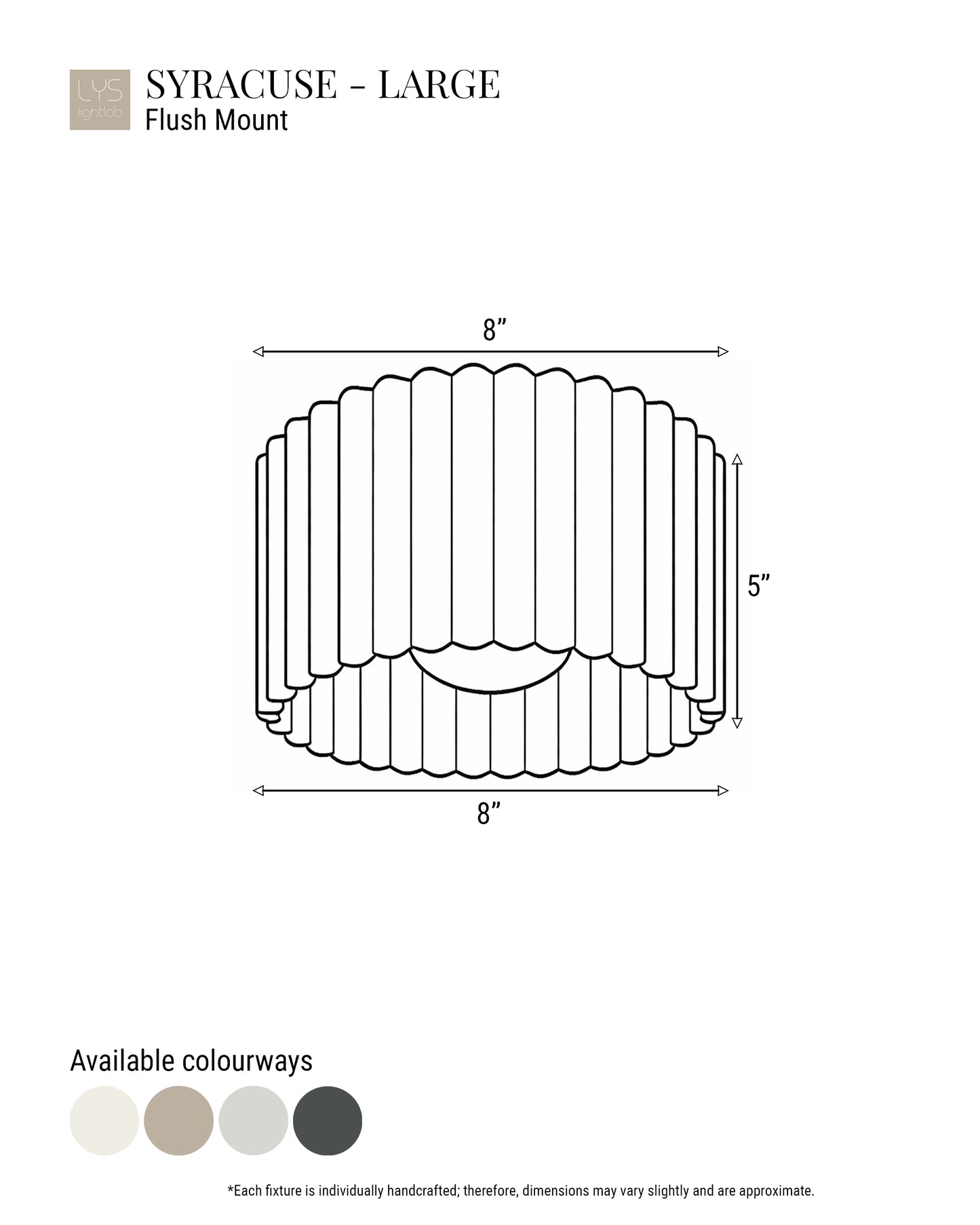 Syracuse Flush Mount Light | Large Pleated Ceiling Fixture | Bone White