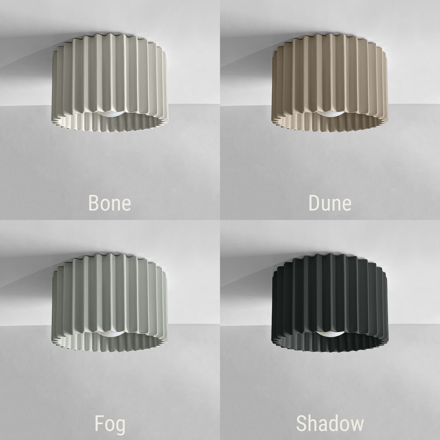 Syracuse Flush Mount Light | Large Pleated Ceiling Fixture | Bone White