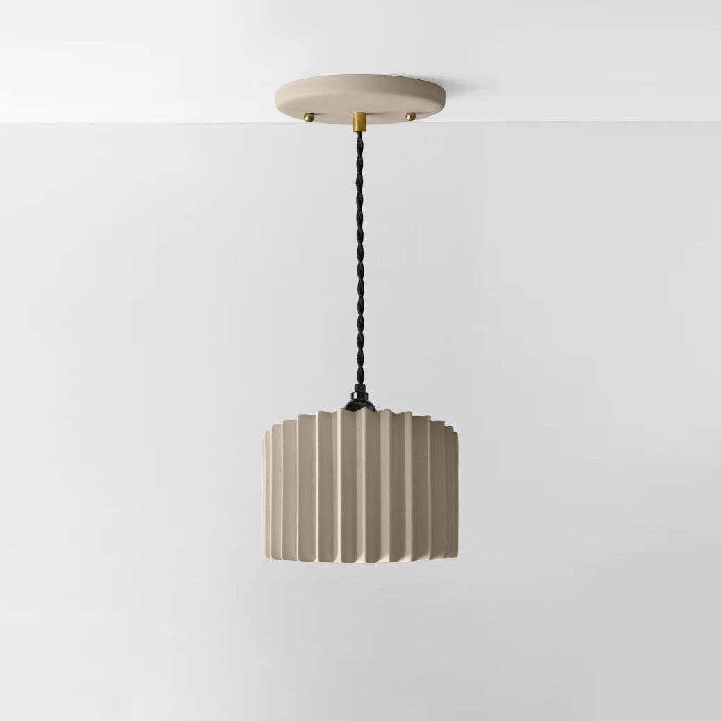 Syracuse Pendant Light | Large Pleated Hanging Fixture | Dune Natural