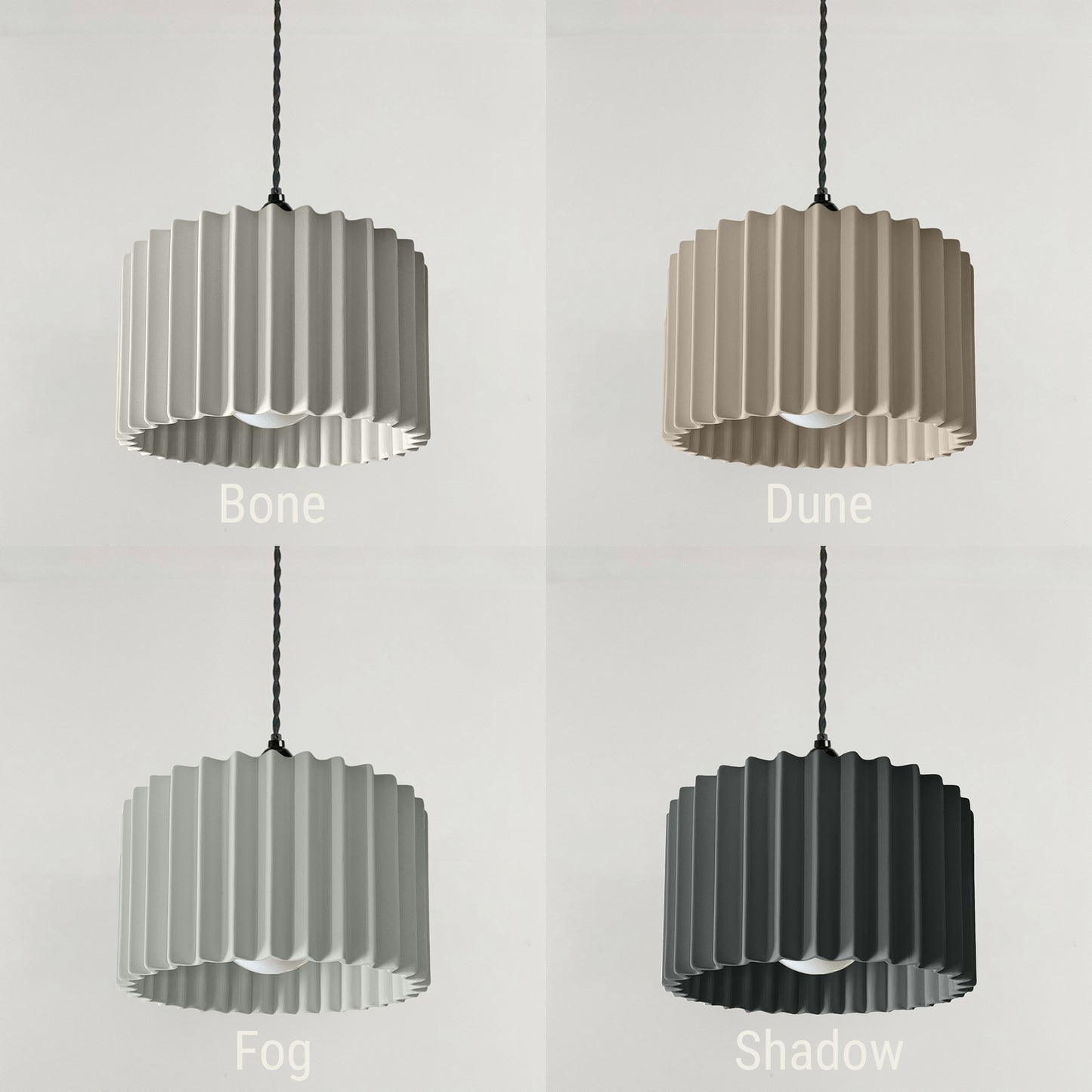Syracuse Pendant Light | Large Pleated Hanging Fixture | Shadow Charcoal Gray