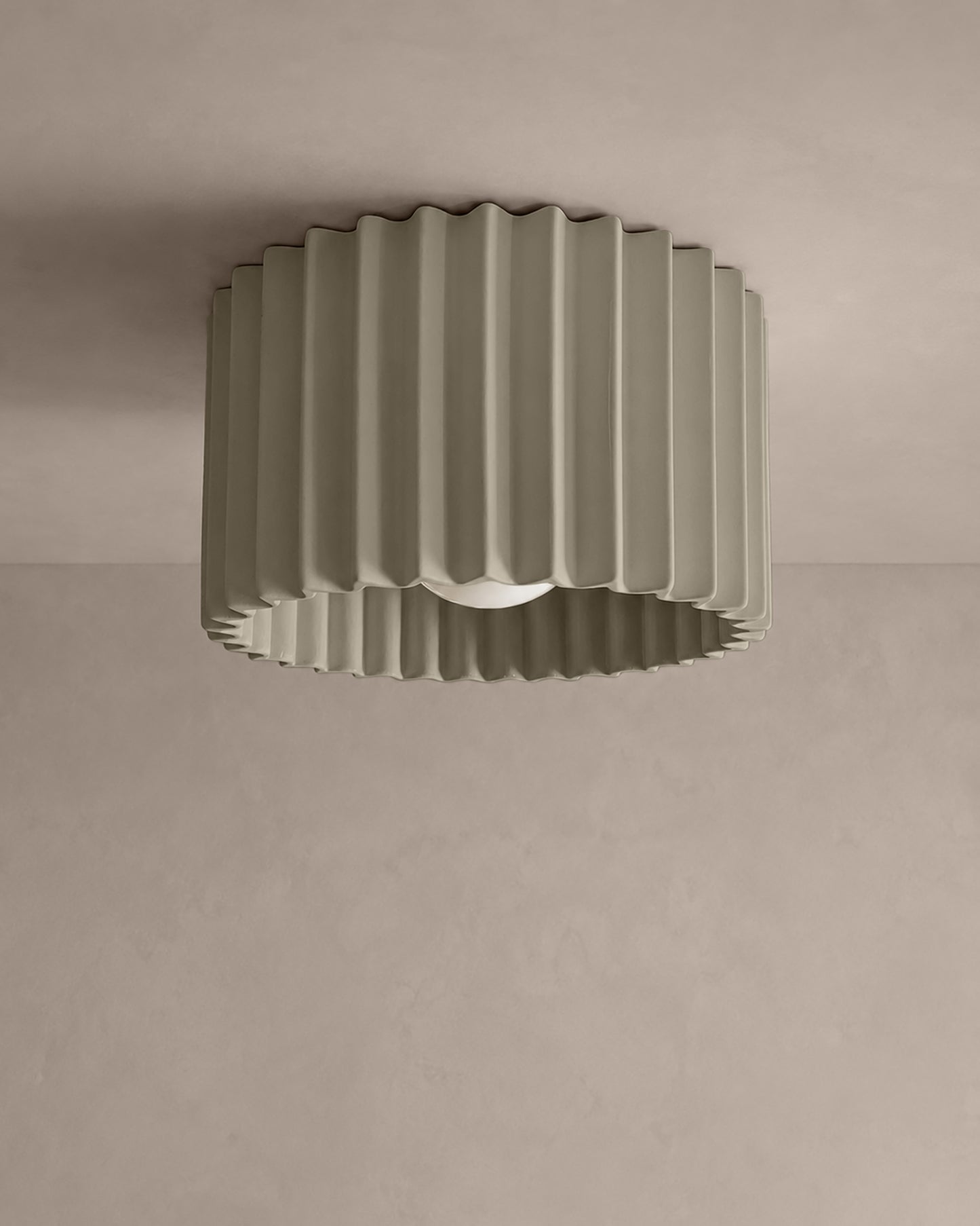 Syracuse Flush Mount Light | Large Pleated Ceiling Fixture | Dune Natural