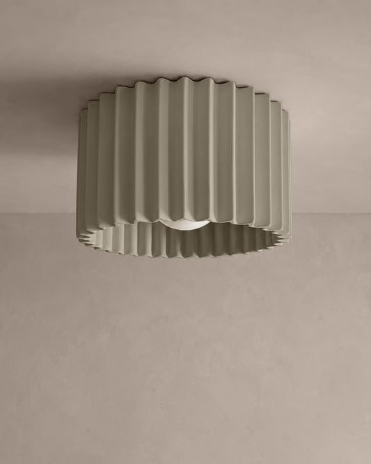 Syracuse Flush Mount Light | Large Pleated Ceiling Fixture | Dune Natural