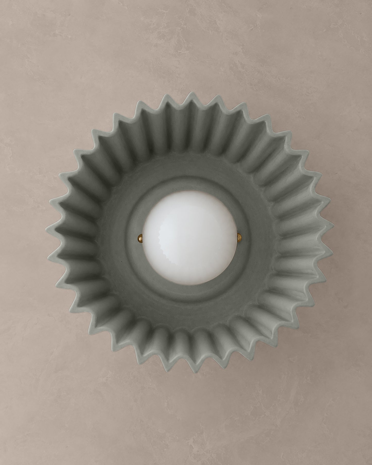 Syracuse Flush Mount Light | Large Pleated Ceiling Fixture | Fog Gray