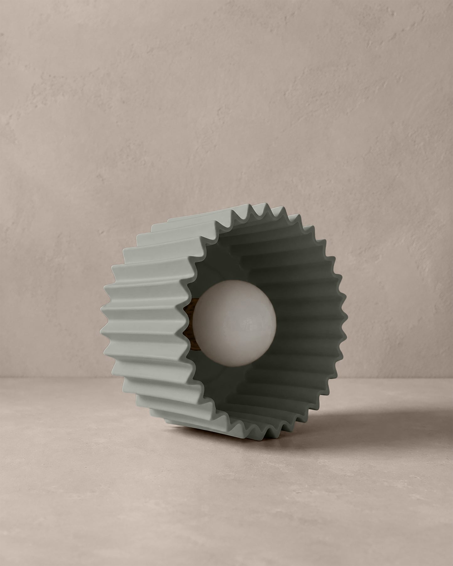 Syracuse Flush Mount Light | Large Pleated Ceiling Fixture | Fog Gray