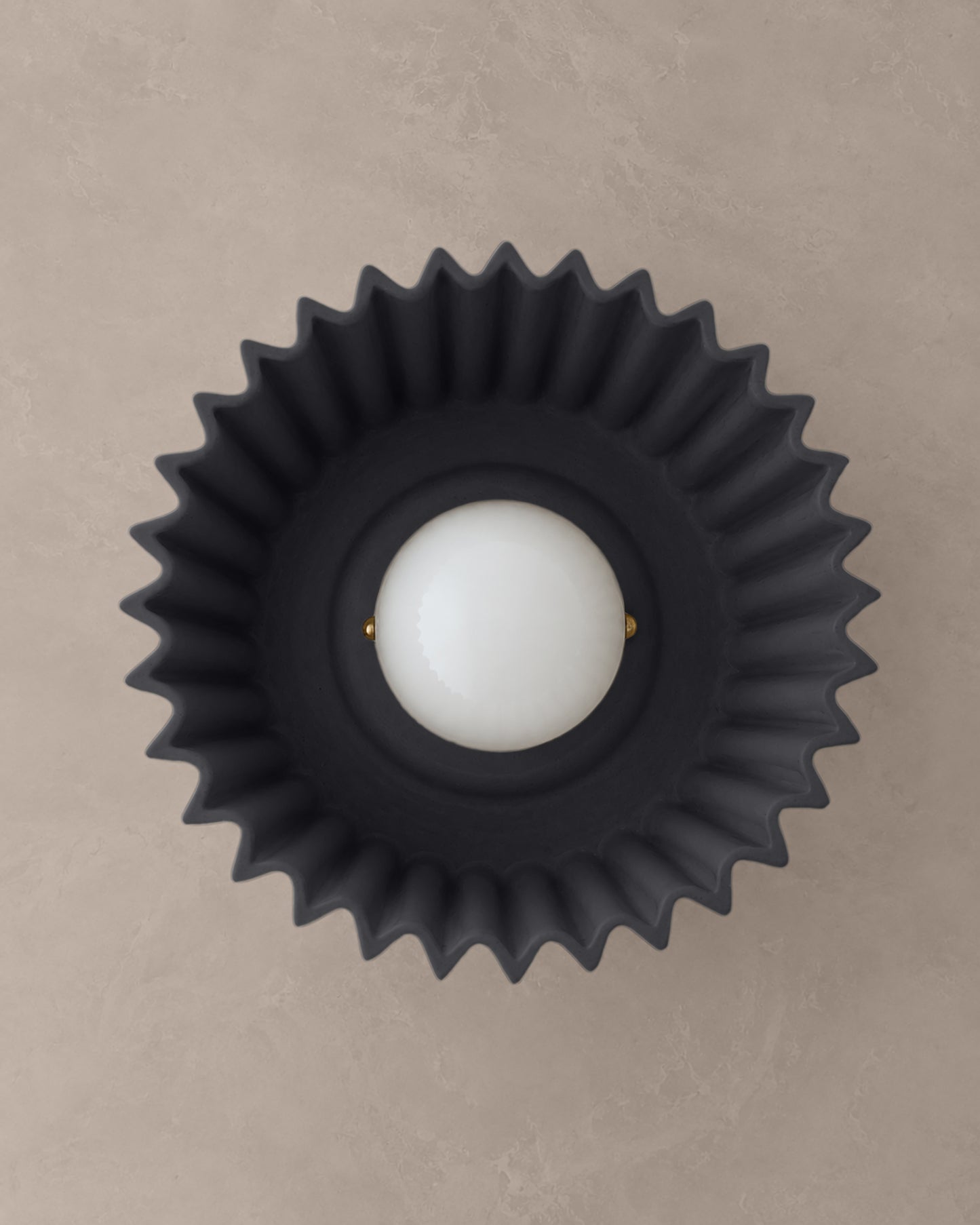 Syracuse Flush Mount Light | Large Pleated Ceiling Fixture | Shadow Charcoal Gray