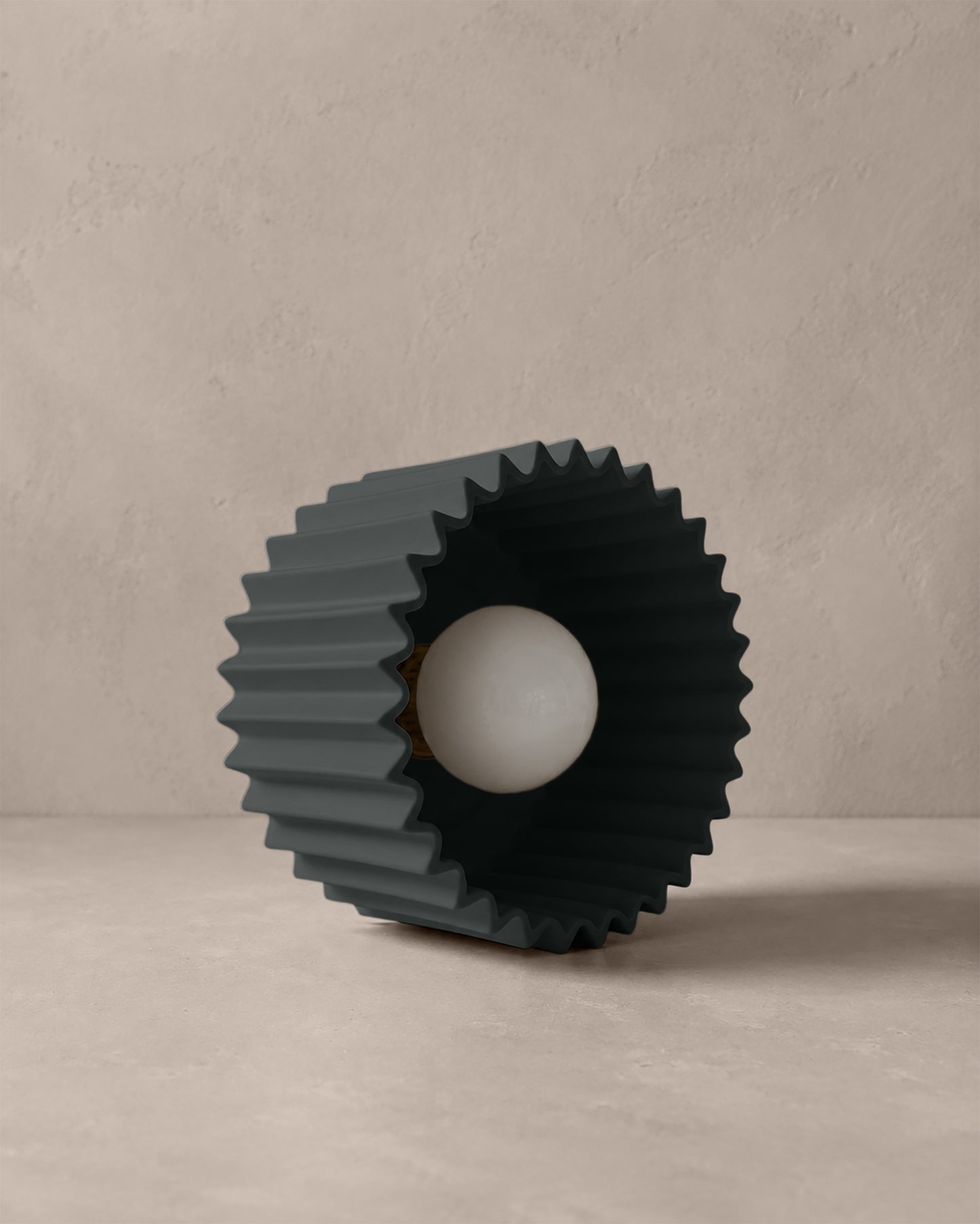 Syracuse Flush Mount Light | Large Pleated Ceiling Fixture | Shadow Charcoal Gray
