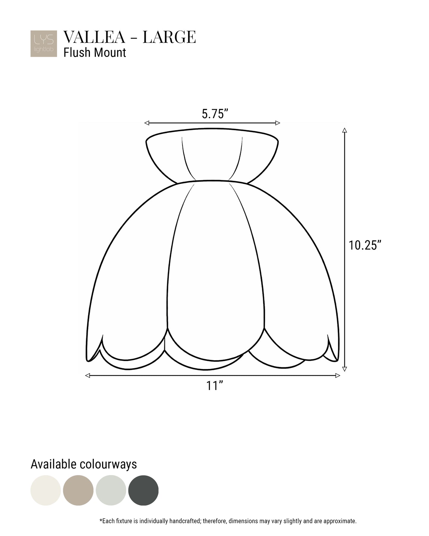 Vallea Flush Mount Light | Large Floral Ceiling Fixture | Fog Gray