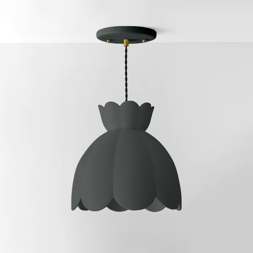 Vallea Pendant Light | Large Floral Hanging Fixture | Shadow Charcoal Gray