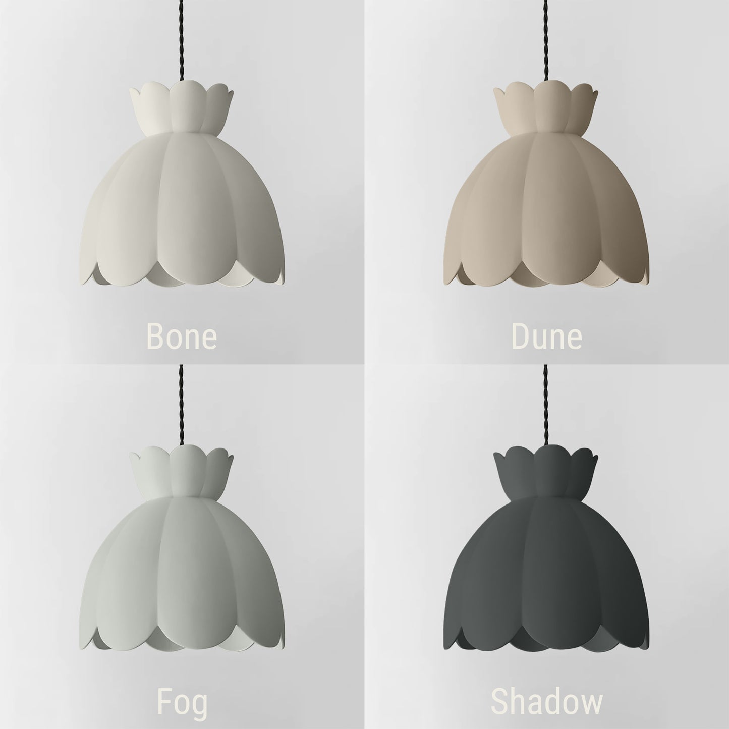 Vallea Pendant Light | Large Floral Hanging Fixture | Shadow Charcoal Gray