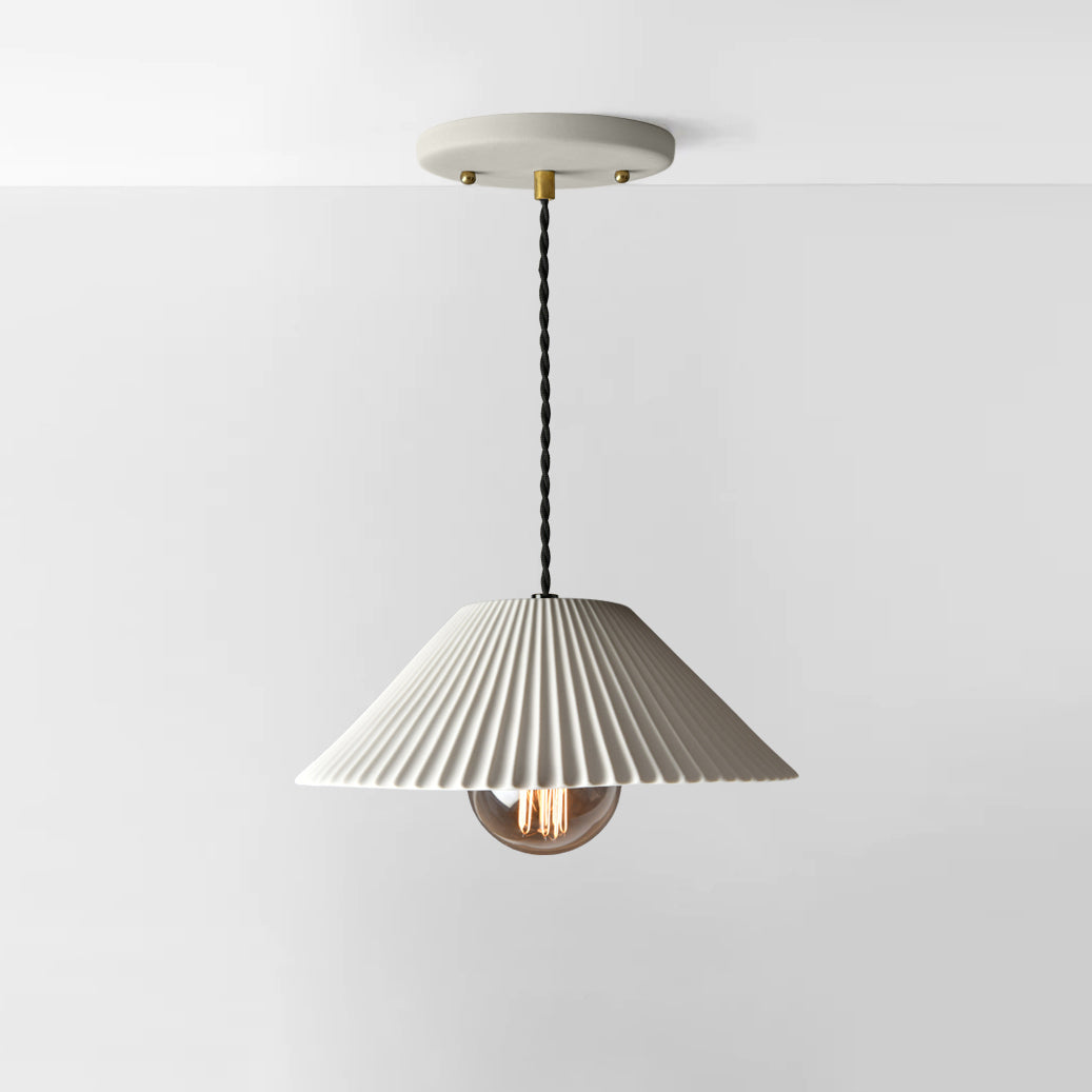 Montebello Pendant Light | Scalloped Hanging Fixture | Bone White