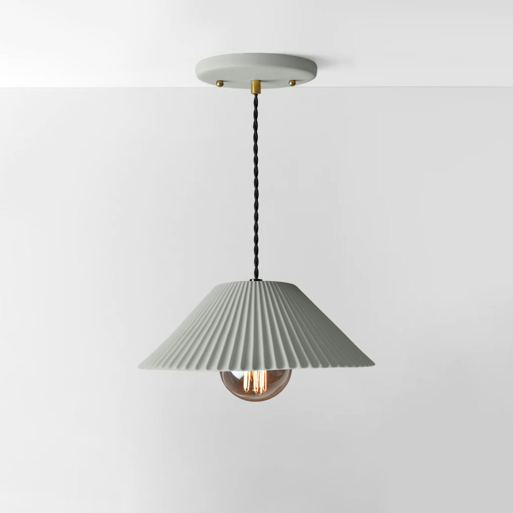 Montebello Pendant Light | Scalloped Hanging Fixture | Fog Gray