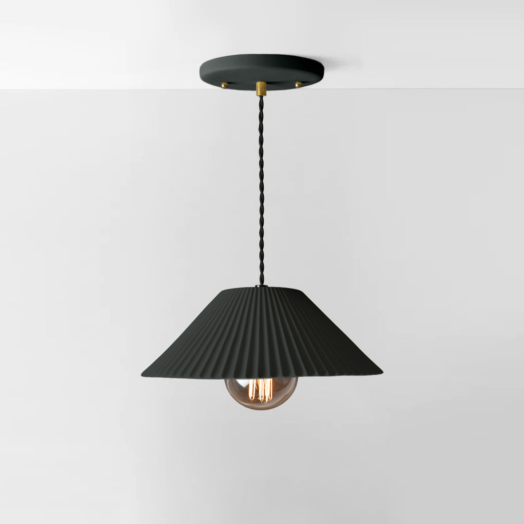 Montebello Pendant Light | Scalloped Hanging Fixture | Shadow Charcoal Gray