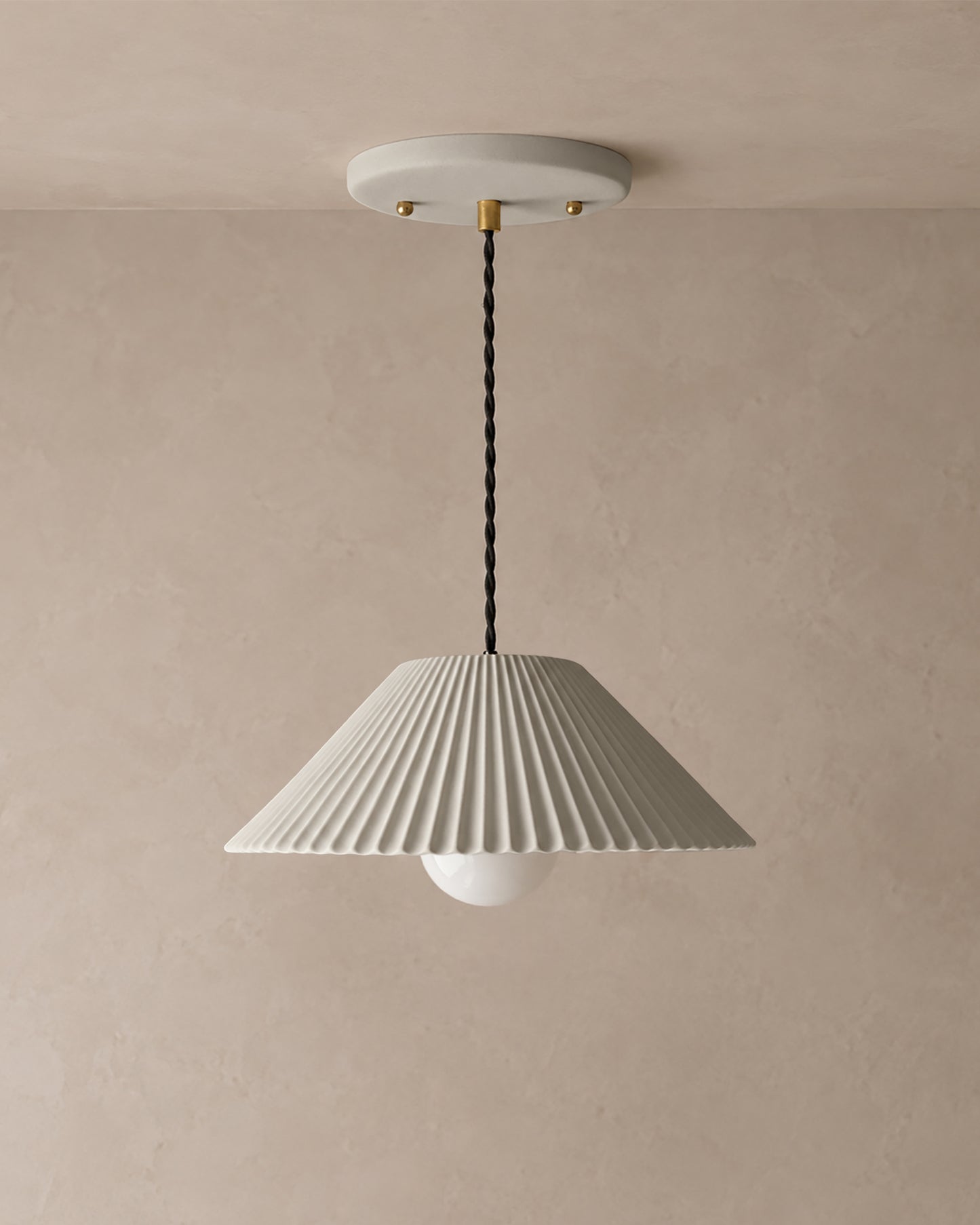 Montebello Pendant Light | Scalloped Hanging Fixture | Bone White