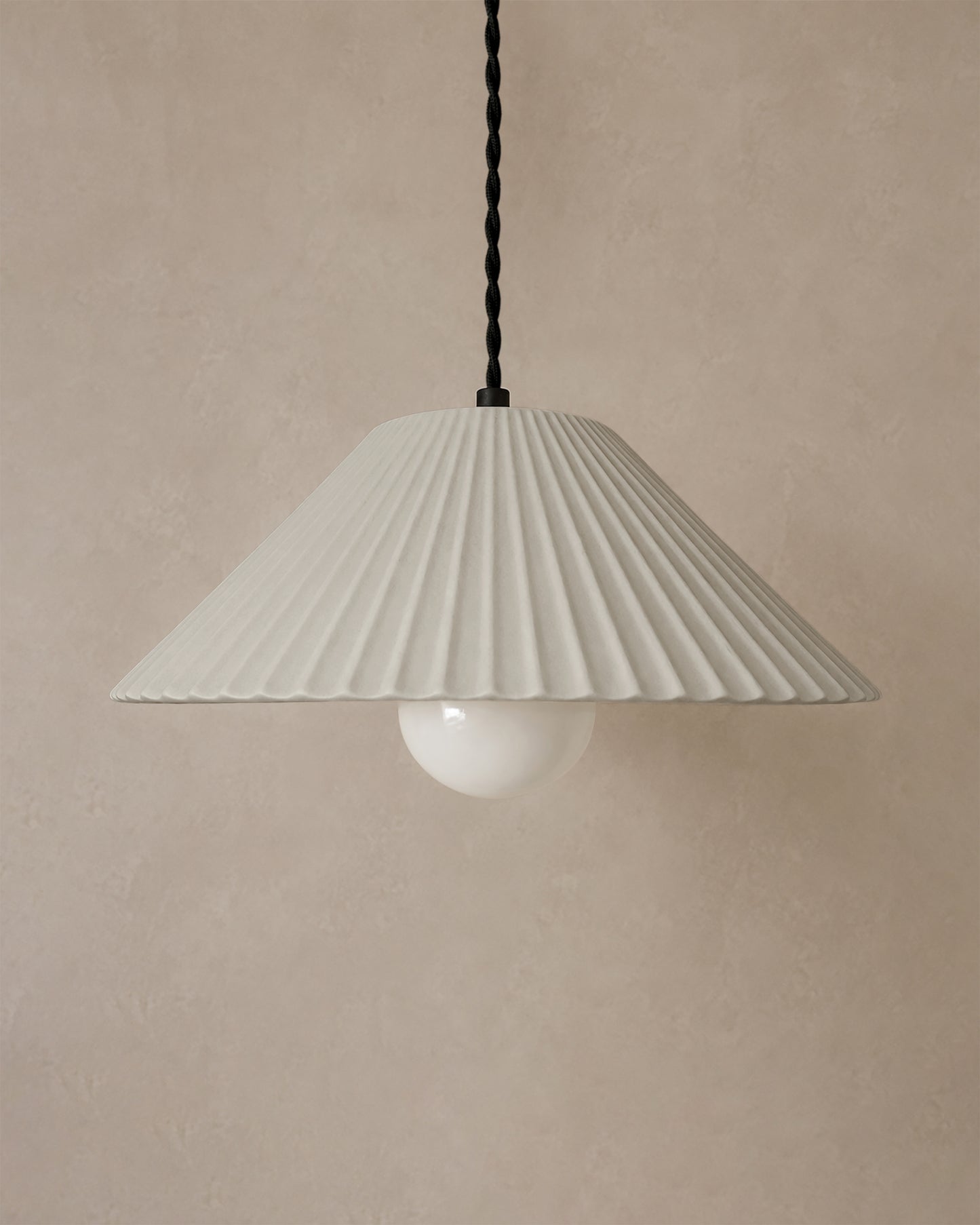 Montebello Pendant Light | Scalloped Hanging Fixture | Bone White