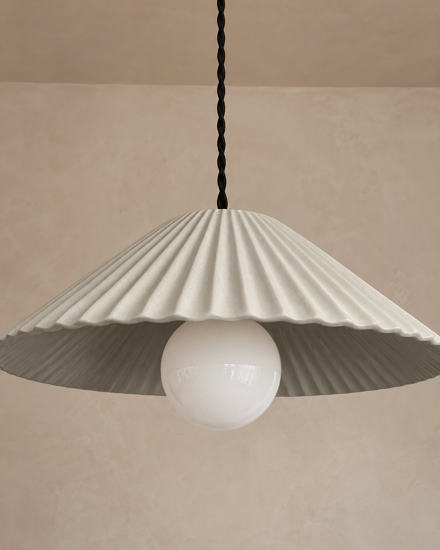 Montebello Pendant Light | Scalloped Hanging Fixture | Bone White