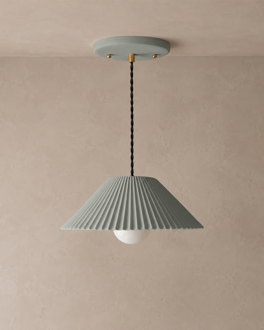 Montebello Pendant Light | Scalloped Hanging Fixture | Fog Gray