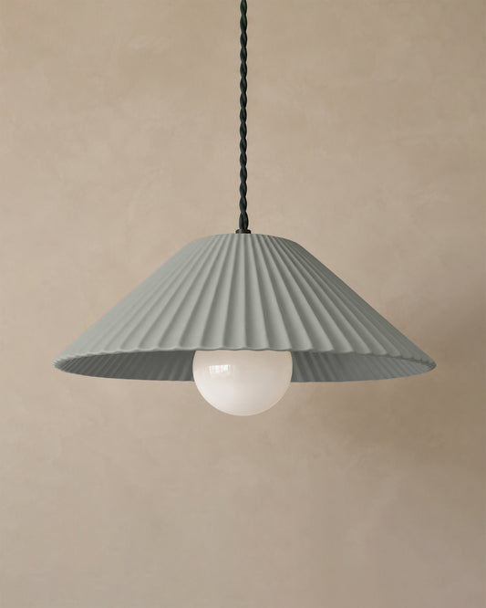 Montebello Pendant Light | Scalloped Hanging Fixture | Fog Gray