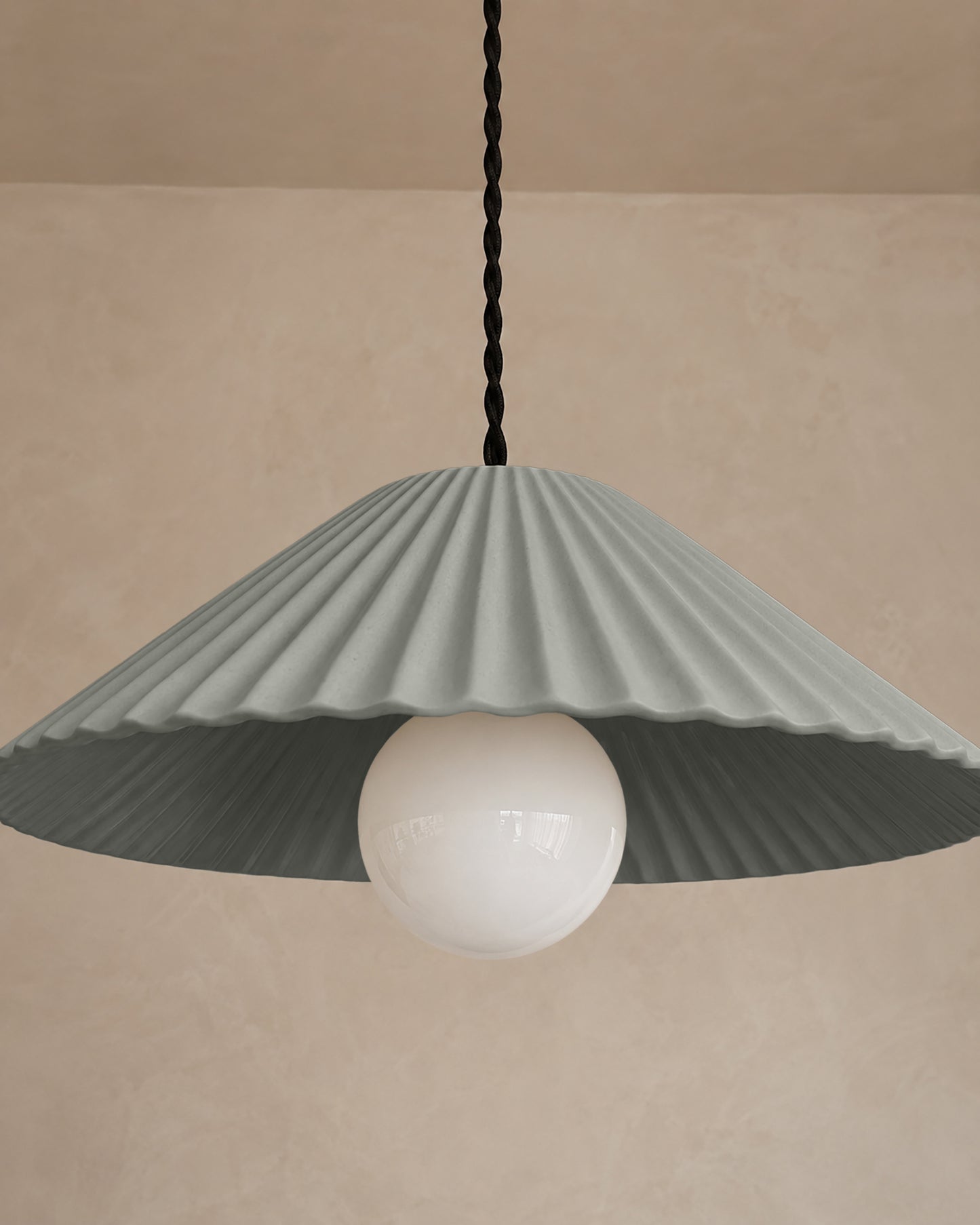 Montebello Pendant Light | Scalloped Hanging Fixture | Fog Gray
