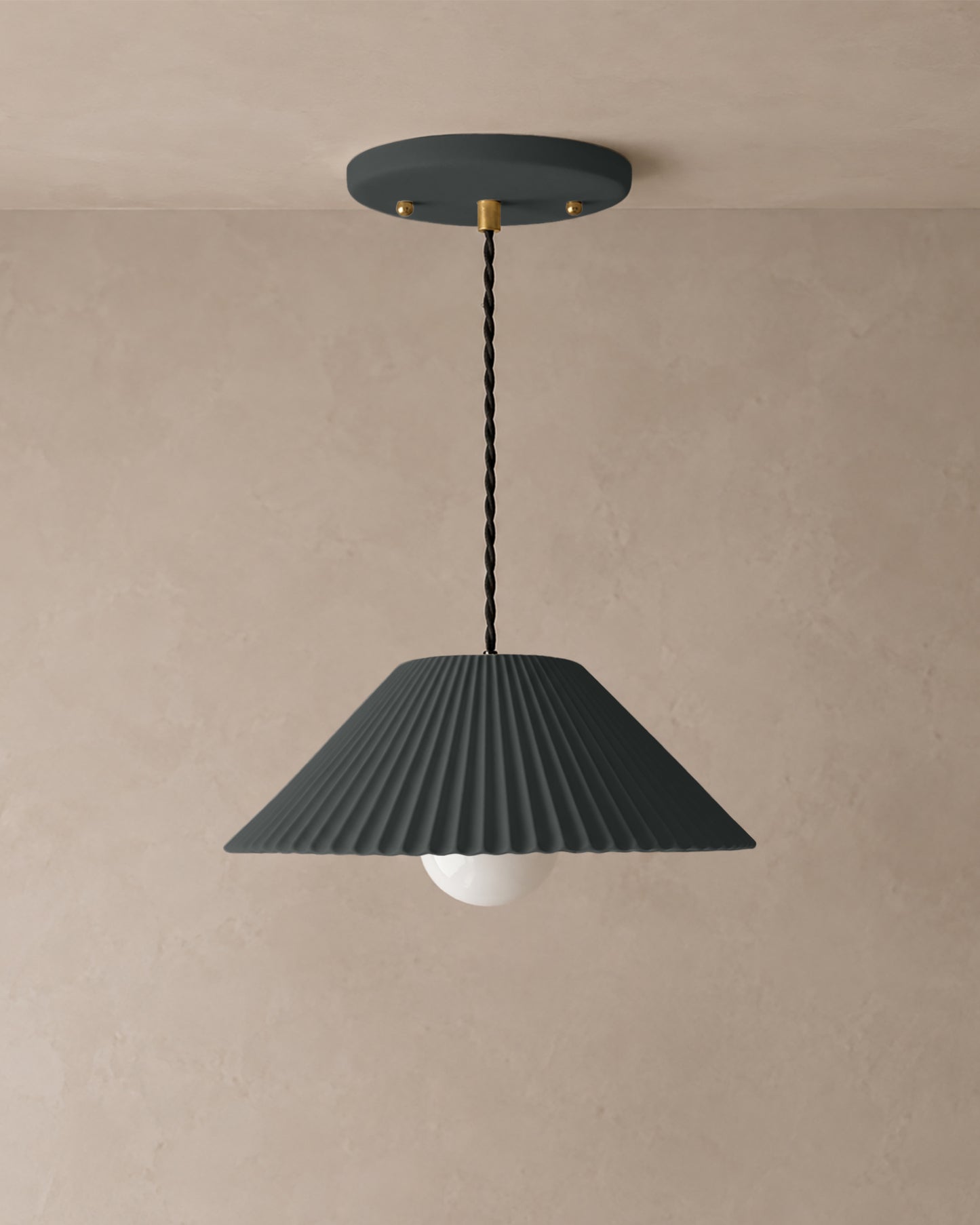 Montebello Pendant Light | Scalloped Hanging Fixture | Shadow Charcoal Gray