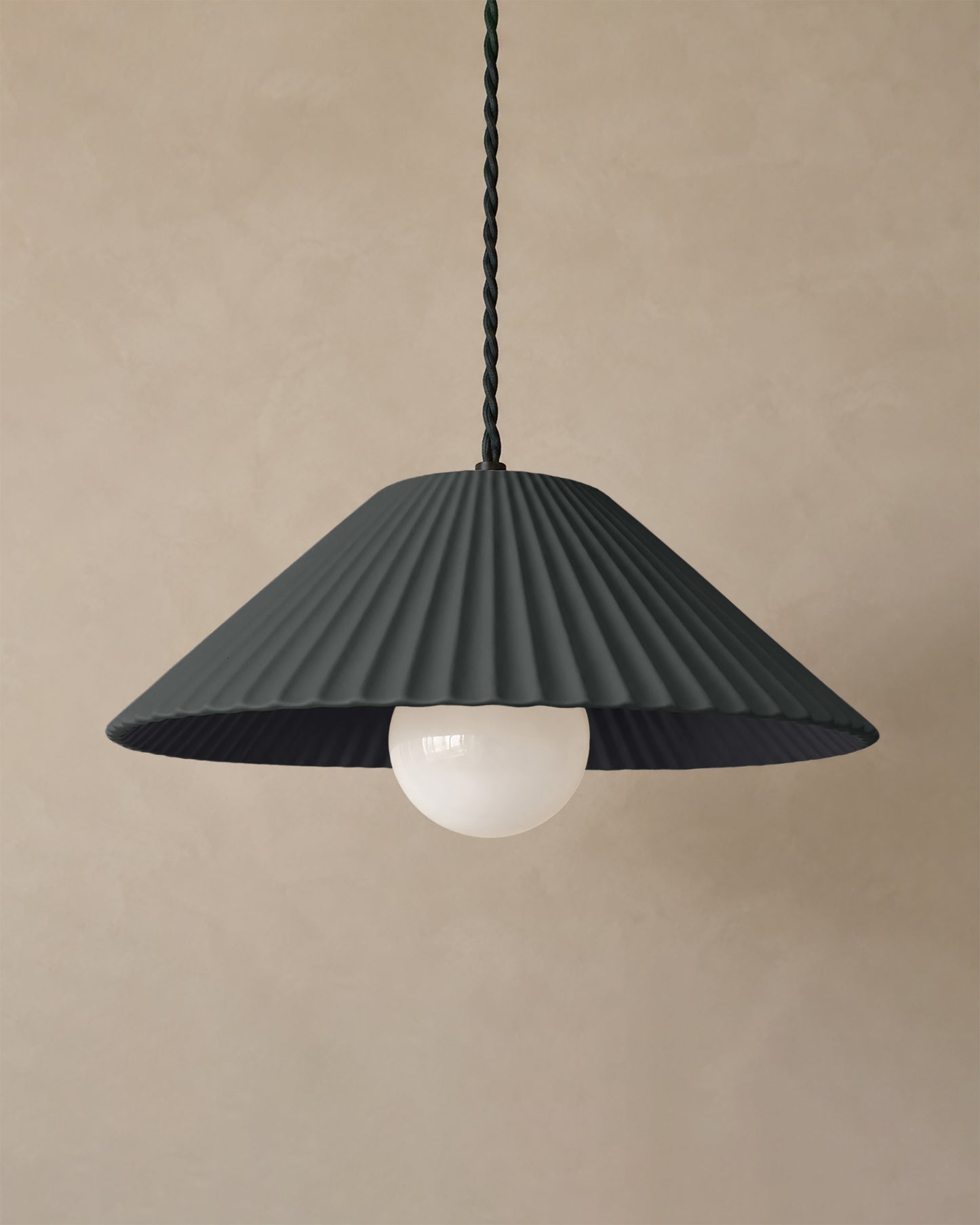 Montebello Pendant Light | Scalloped Hanging Fixture | Shadow Charcoal Gray