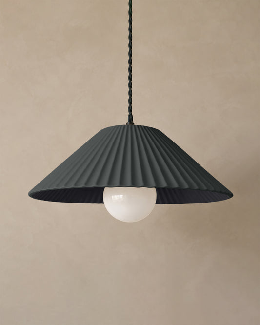 Montebello Pendant Light | Scalloped Hanging Fixture | Shadow Charcoal Gray