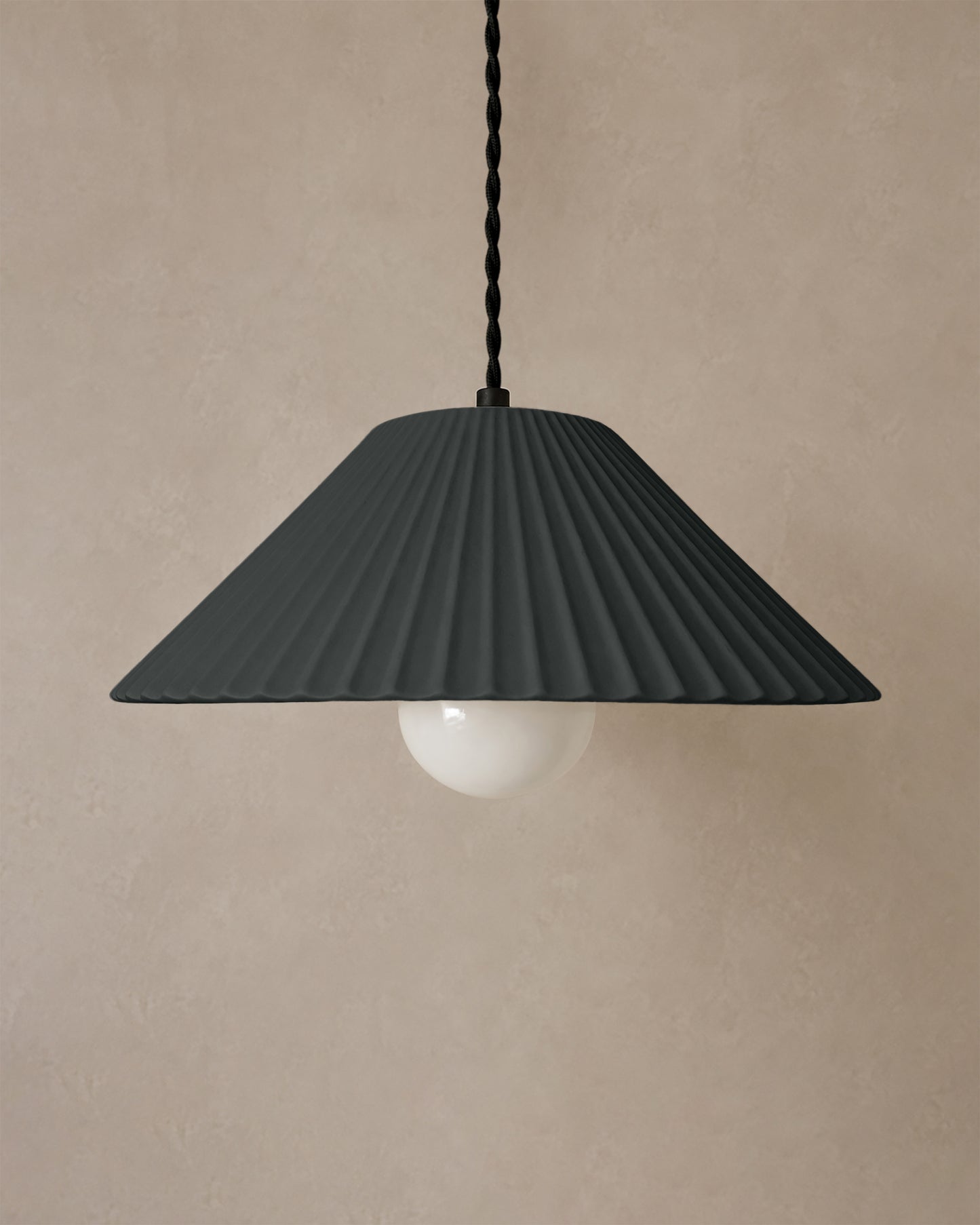 Montebello Pendant Light | Scalloped Hanging Fixture | Shadow Charcoal Gray