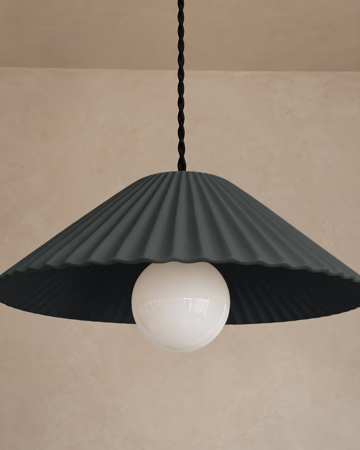 Montebello Pendant Light | Scalloped Hanging Fixture | Shadow Charcoal Gray