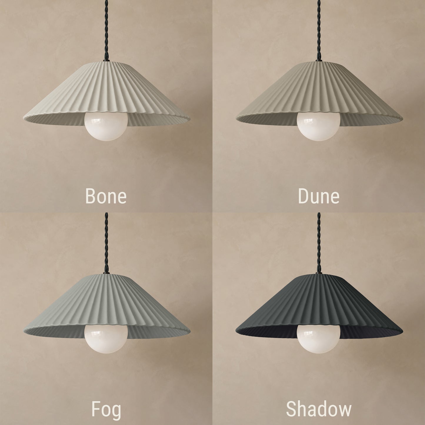 Montebello Pendant Light | Scalloped Hanging Fixture | Fog Gray