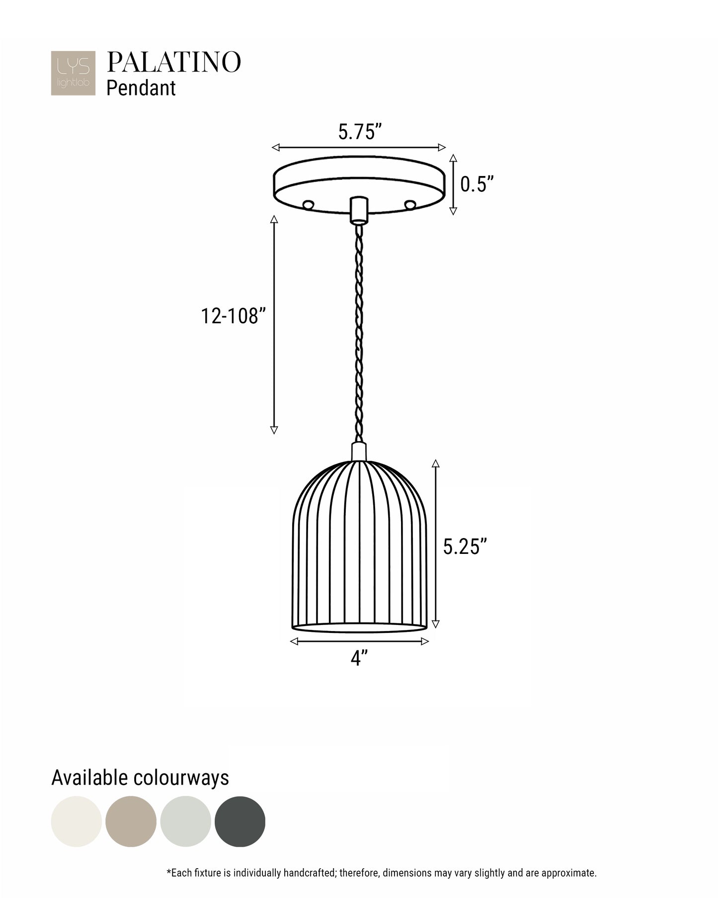 Palatino Pendant Light | Small Fluted Hanging Fixture | Natural Dune