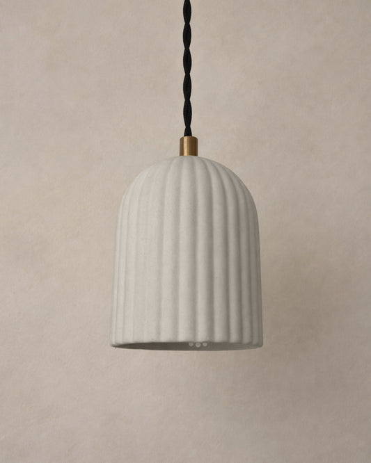 Palatino Pendant Light | Small Fluted Hanging Fixture | Bone White