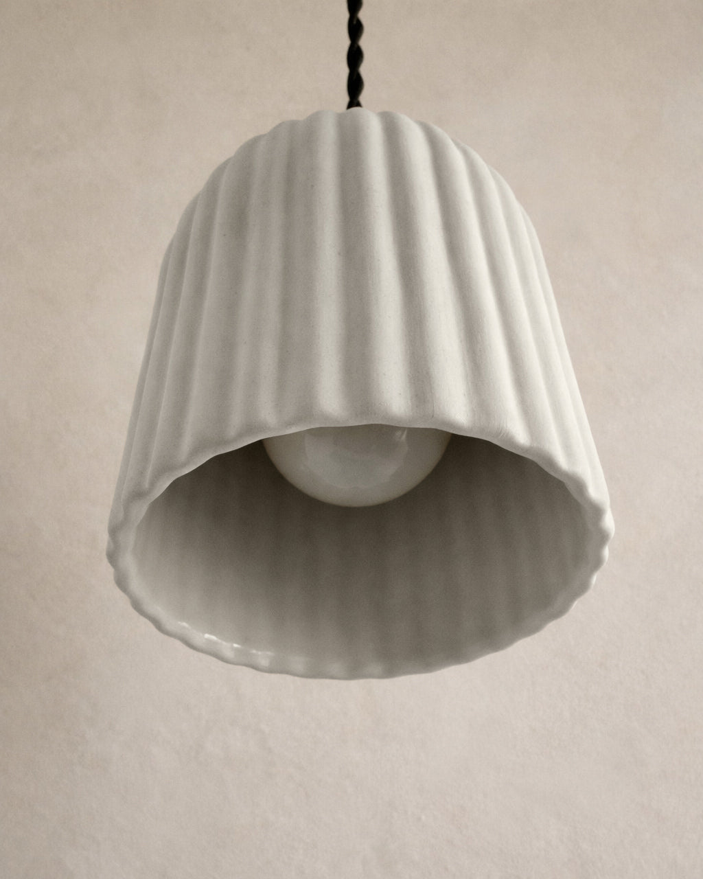 Palatino Pendant Light | Small Fluted Hanging Fixture | Bone White