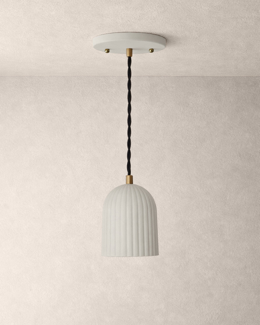 Palatino Pendant Light | Small Fluted Hanging Fixture | Bone White