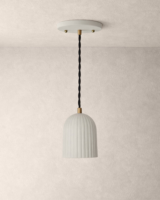 Palatino Pendant Light | Small Fluted Hanging Fixture | Bone White