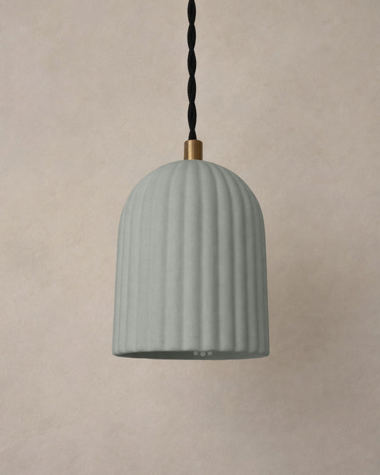 Palatino Pendant Light | Small Fluted Hanging Fixture | Fog Gray