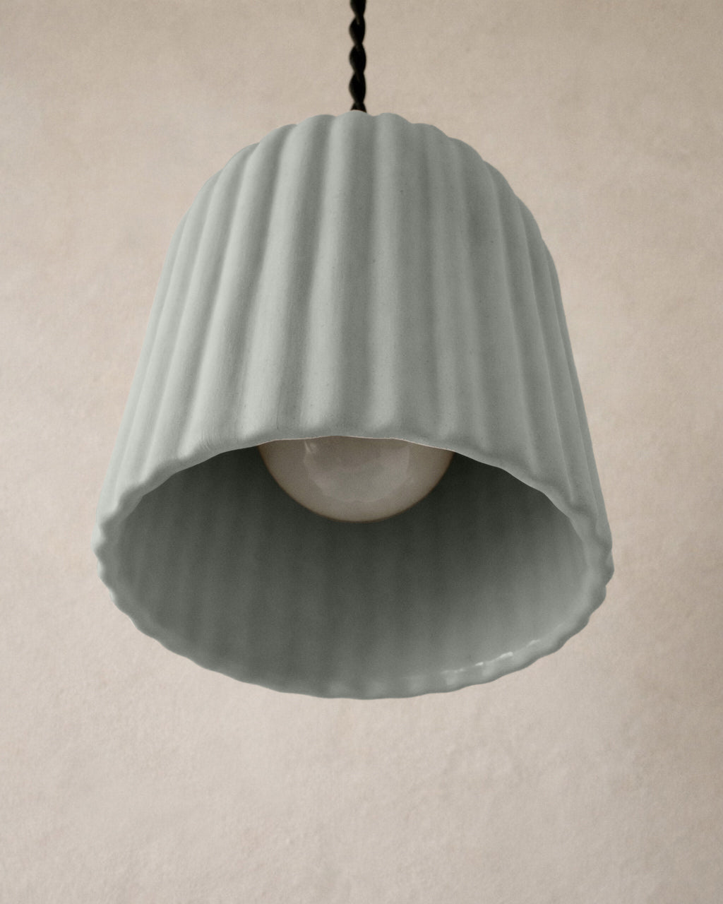 Palatino Pendant Light | Small Fluted Hanging Fixture | Fog Gray