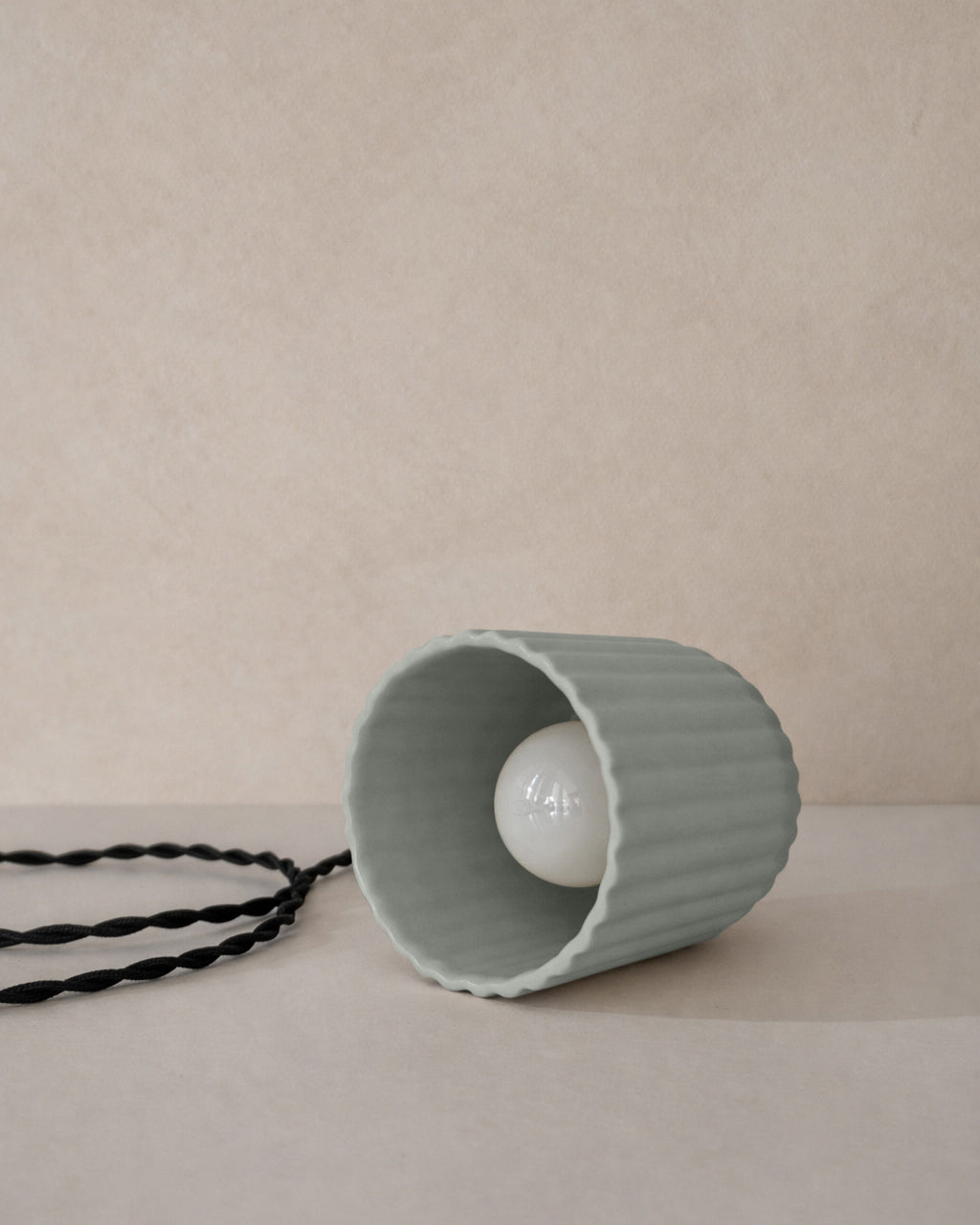 Palatino Pendant Light | Small Fluted Hanging Fixture | Fog Gray