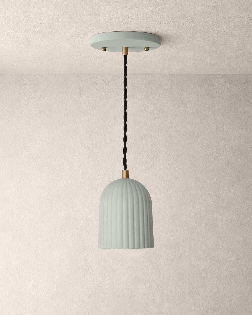 Palatino Pendant Light | Small Fluted Hanging Fixture | Fog Gray