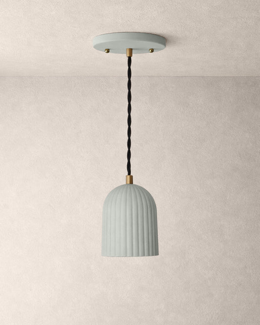 Palatino Pendant Light | Small Fluted Hanging Fixture | Fog Gray