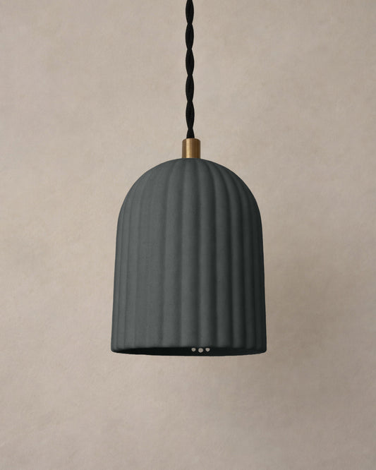 Palatino Pendant Light | Small Fluted Hanging Fixture | Shadow Charcoal Gray