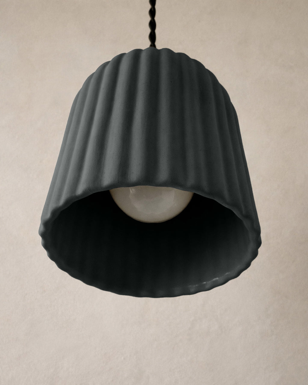 Palatino Pendant Light | Small Fluted Hanging Fixture | Shadow Charcoal Gray