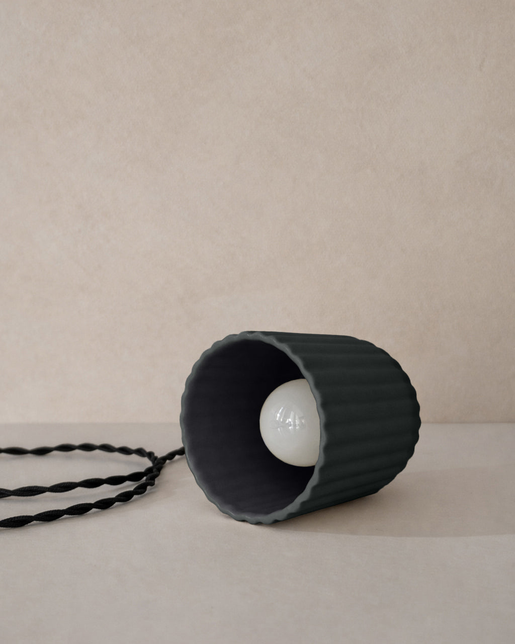 Palatino Pendant Light | Small Fluted Hanging Fixture | Shadow Charcoal Gray