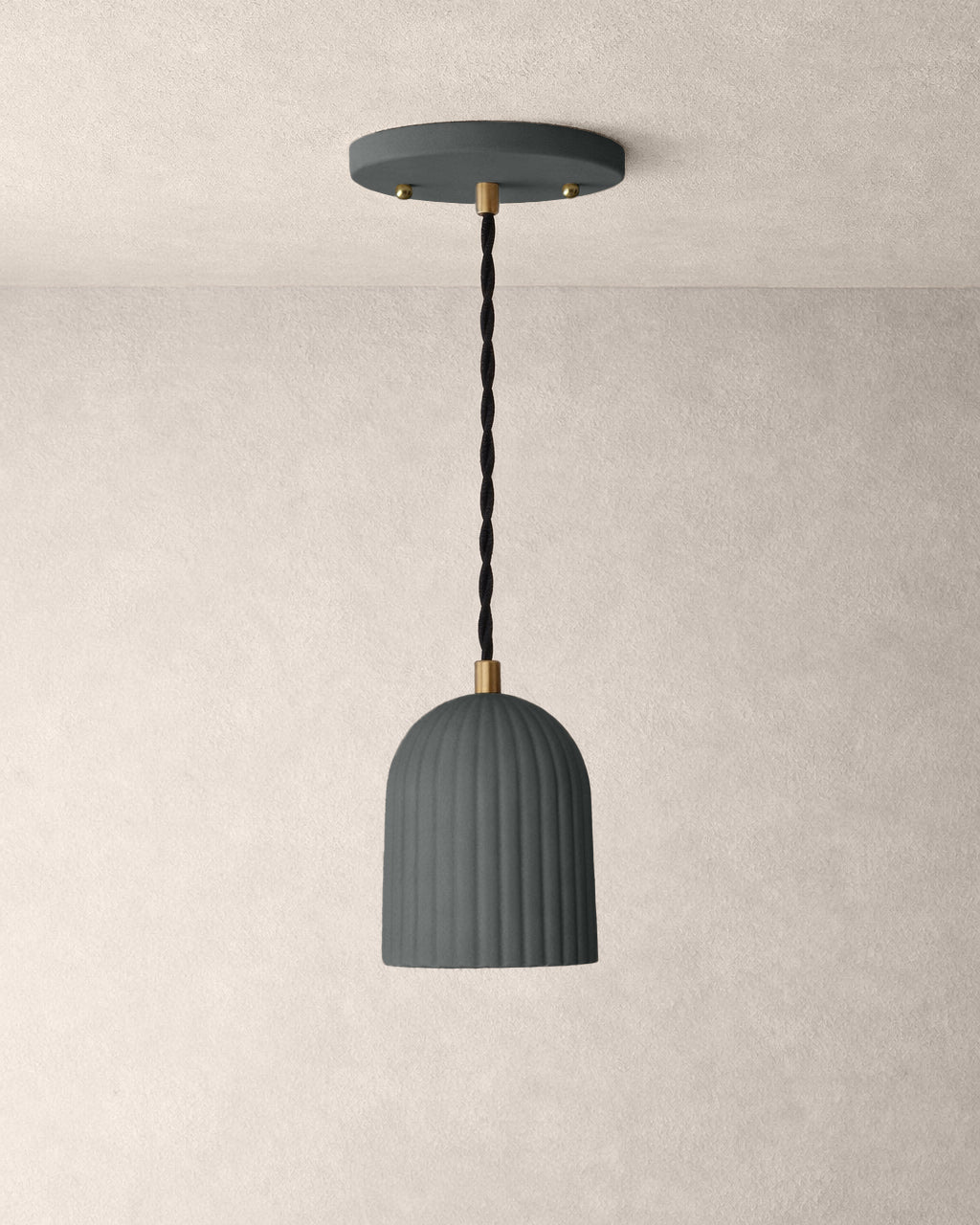 Palatino Pendant Light | Small Fluted Hanging Fixture | Shadow Charcoal Gray