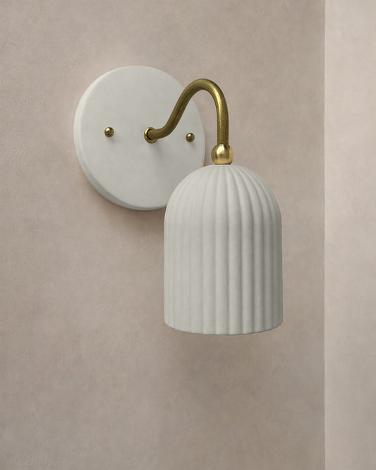 Palatino Wall Sconce | Small Fluted Light Fixture | Bone White