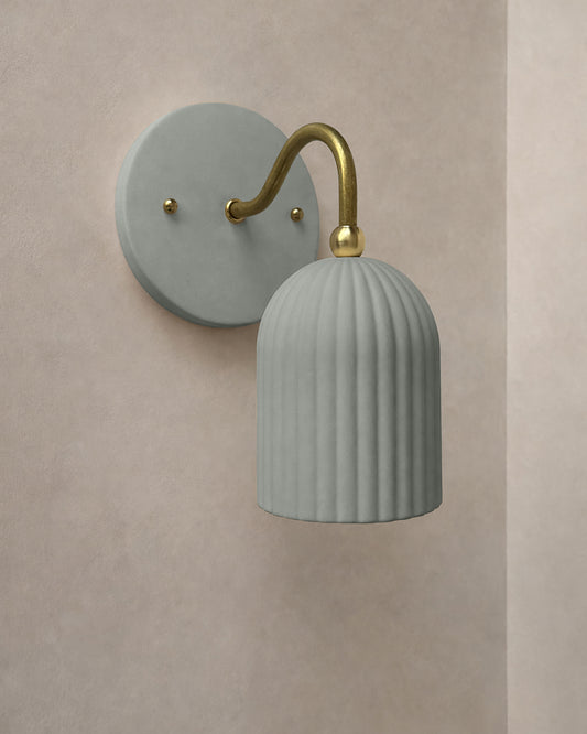 Palatino Wall Sconce | Small Fluted Light Fixture | Fog Gray