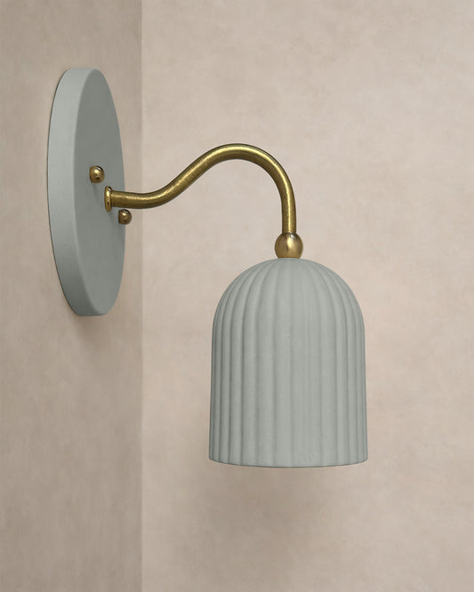 Palatino Wall Sconce | Small Fluted Light Fixture | Fog Gray