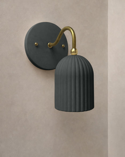 Palatino Wall Sconce | Small Fluted Light Fixture | Shadow Charcoal Gray