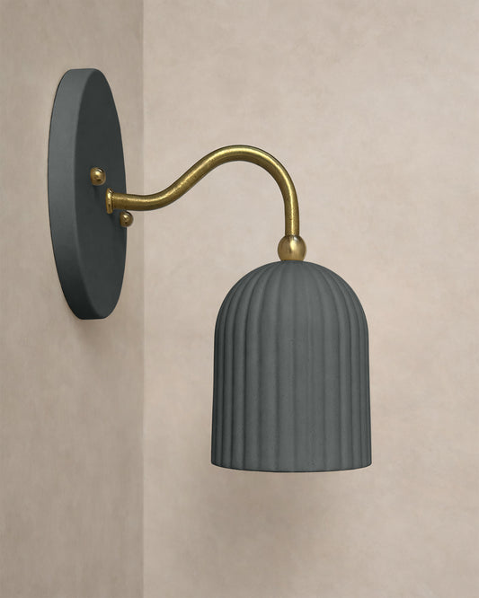 Palatino Wall Sconce | Small Fluted Light Fixture | Shadow Charcoal Gray