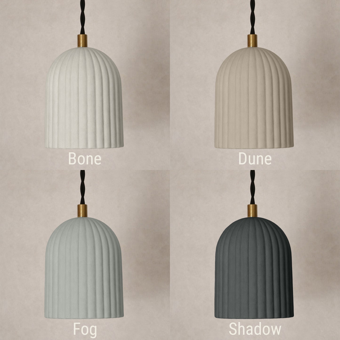 Palatino Pendant Light | Small Fluted Hanging Fixture | Fog Gray