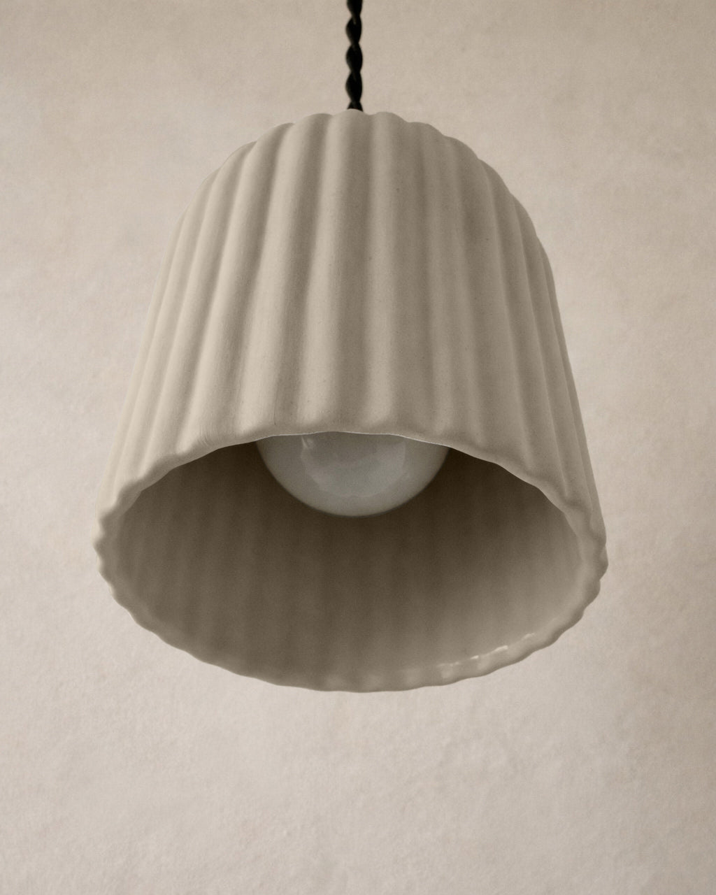 Palatino Pendant Light | Small Fluted Hanging Fixture | Natural Dune